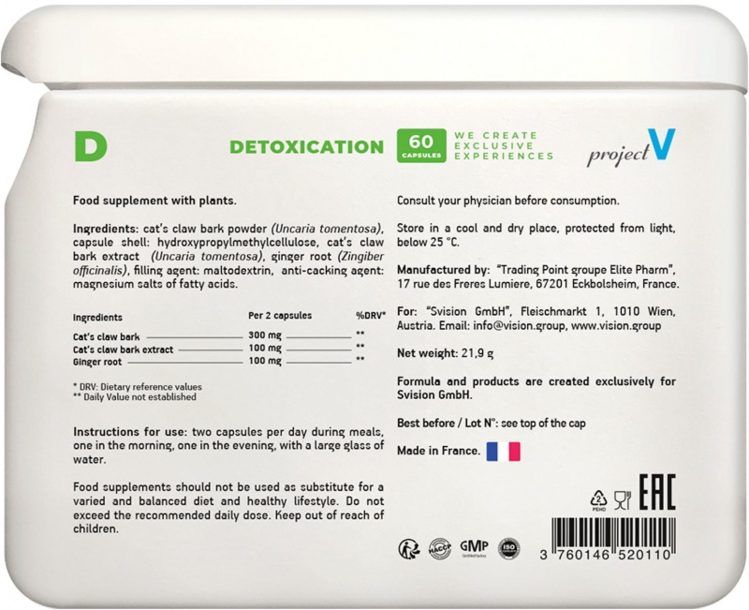 Купить Detox - Детокс Vision - D Project V (БАД Визион Детокс)